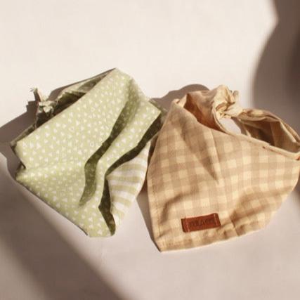 Oat Gingham Reversible Bandana