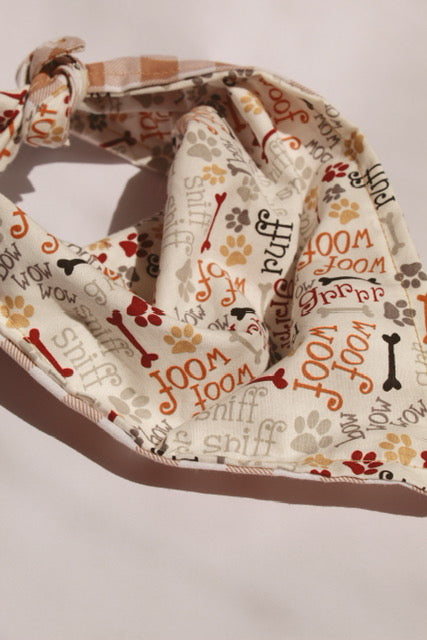 Caramel Gingham Pup Tie Bandana