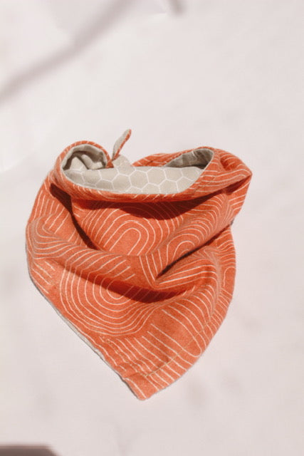 Coral Rainbow Grey Comb Tie Bandana