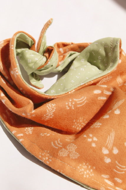 Burnt Sienna and Sage Cluster Tie Bandana