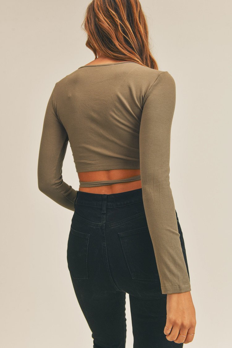 Ribbed Crop Top - Olive